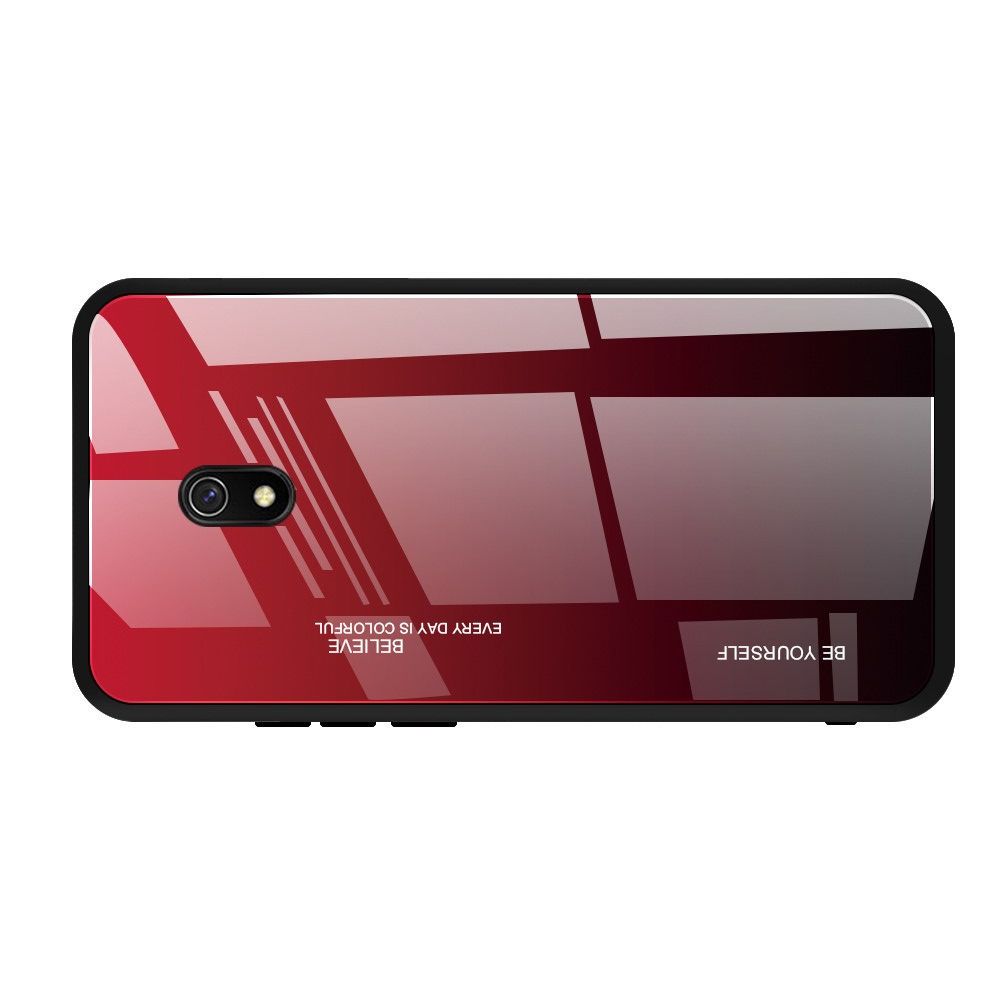 Силиконовый Стеклянный Красный / Черный Градиентный Корпус Чехол для Телефона Xiaomi Redmi 8A