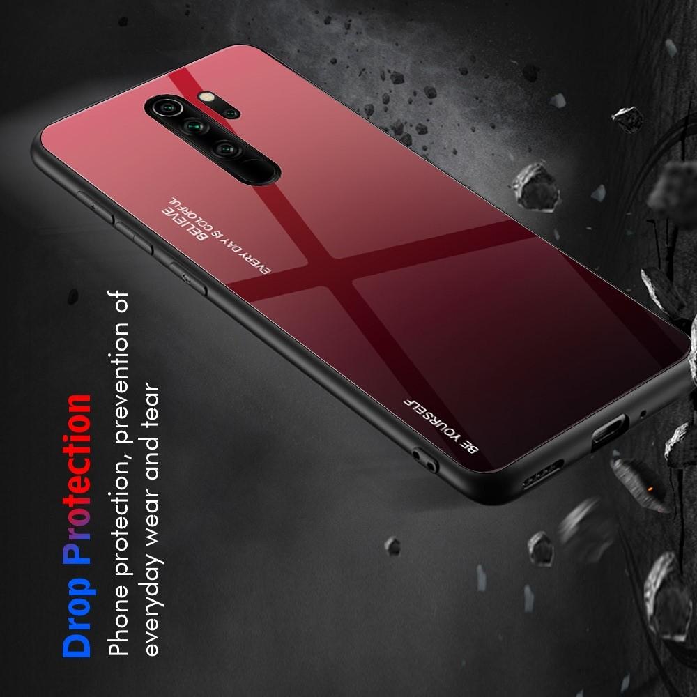 Силиконовый Стеклянный Красный / Черный Градиентный Корпус Чехол для Телефона Xiaomi Redmi Note 8 Pro