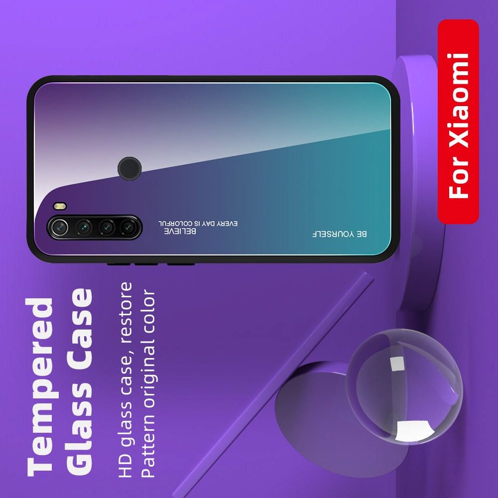 Силиконовый Стеклянный Фиолетовый / Синий Градиентный Корпус Чехол для Телефона Xiaomi Redmi Note 8T