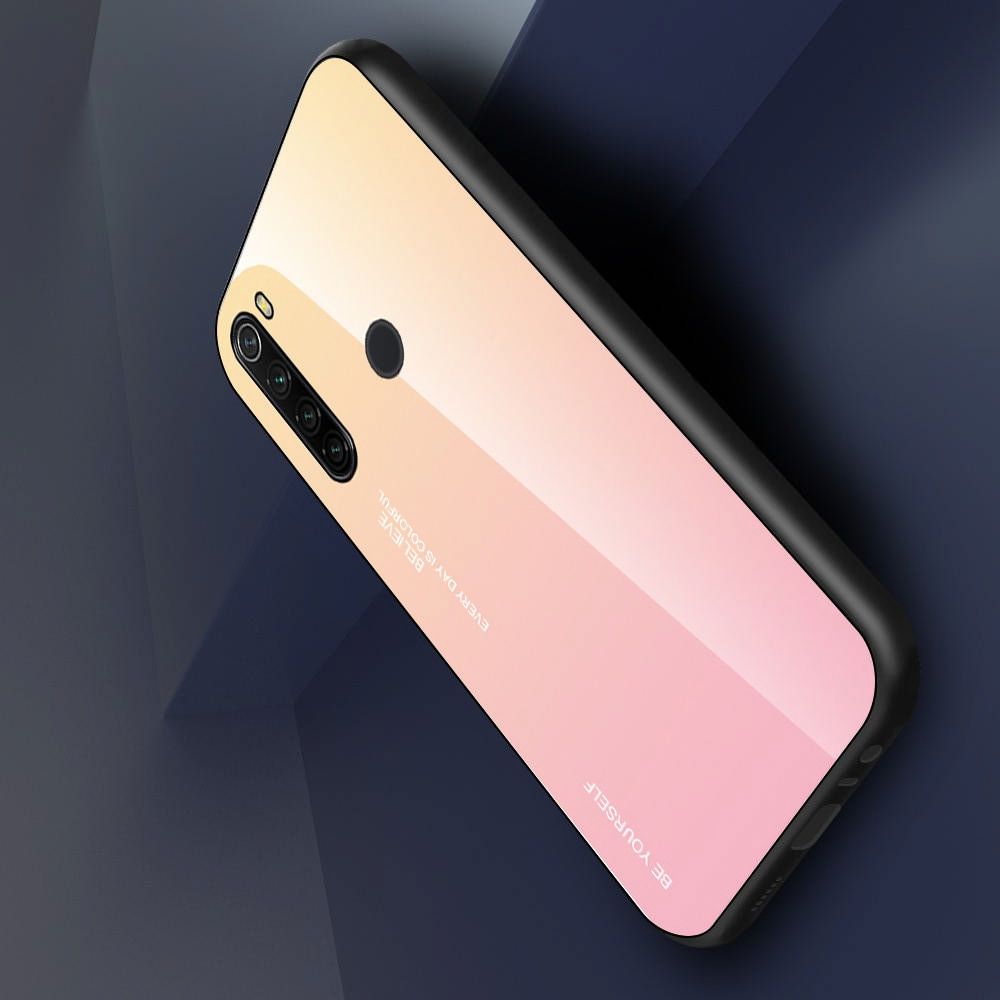 Силиконовый Стеклянный Синий / Розовый Градиентный Корпус Чехол для Телефона Xiaomi Redmi Note 8T
