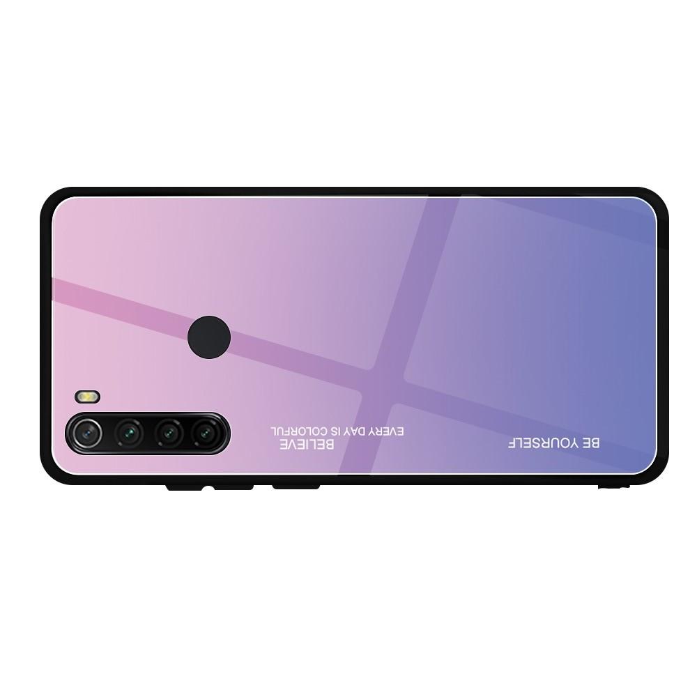 Силиконовый Стеклянный Розовый / Фиолетовый Градиентный Корпус Чехол для Телефона Xiaomi Redmi Note 8