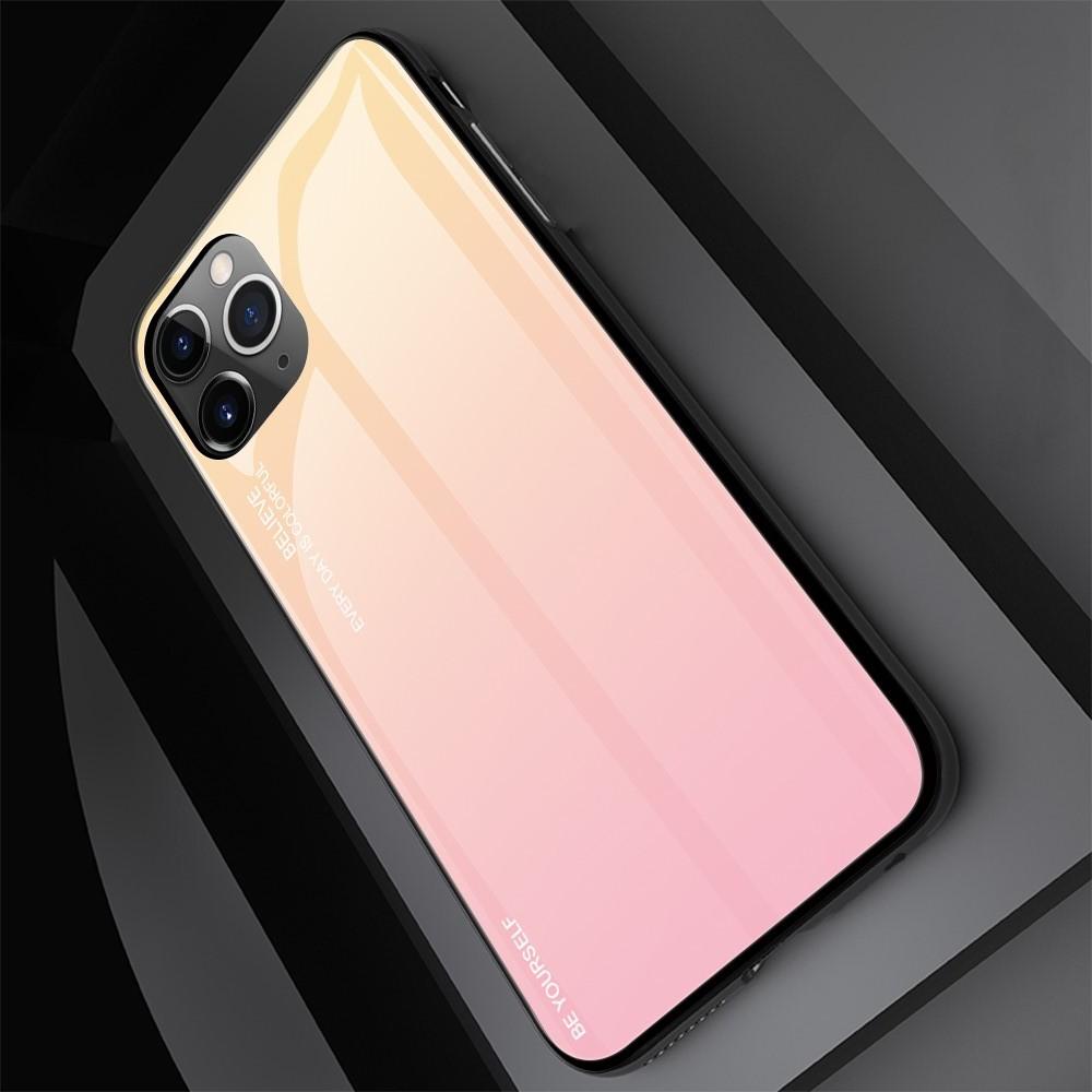 Силиконовый Стеклянный Светло Розовый Градиентный Корпус Чехол для Телефона iPhone 11 Pro