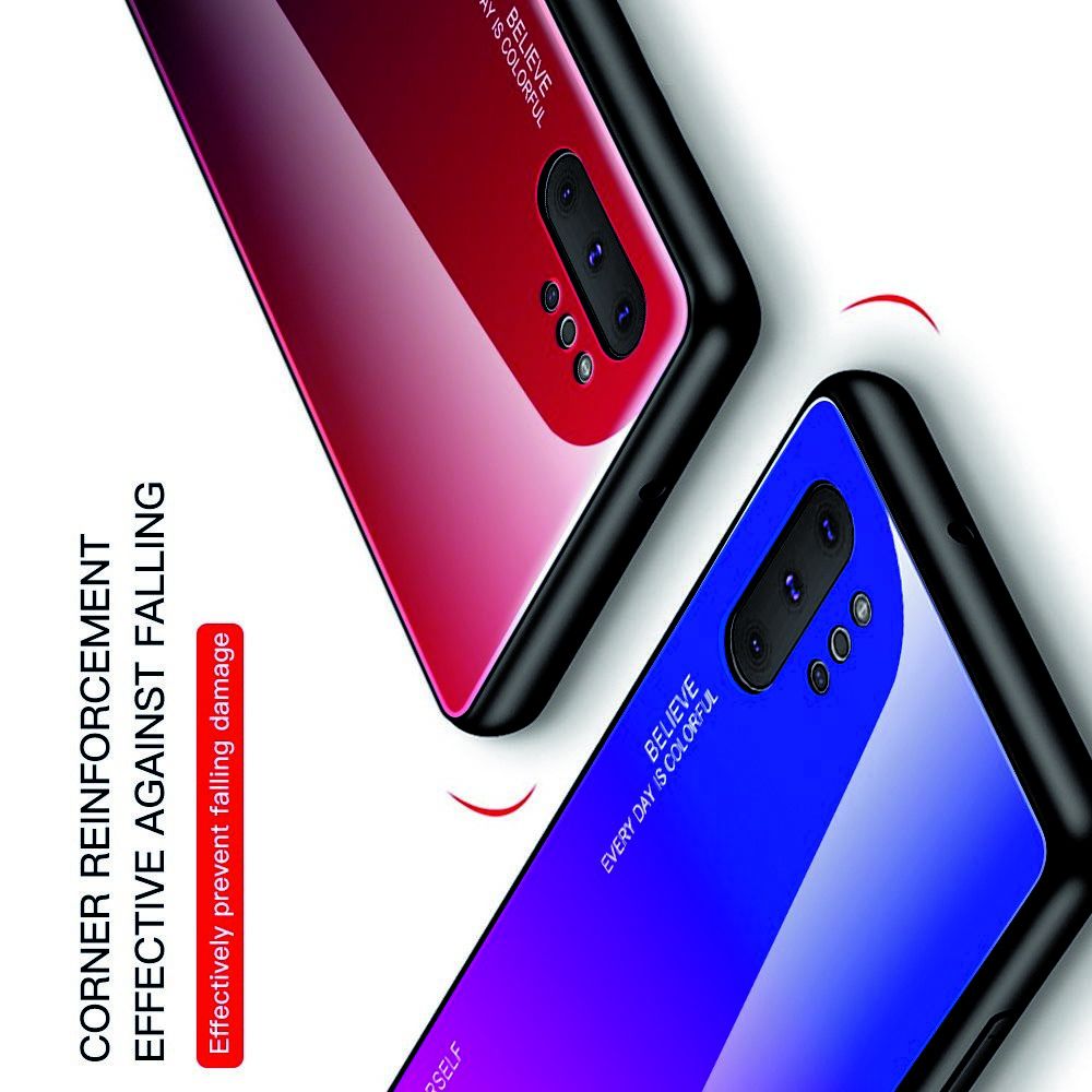 Силиконовый Стеклянный Синий / Черный Градиентный Корпус Чехол для Телефона Samsung Galaxy Note 10 Plus