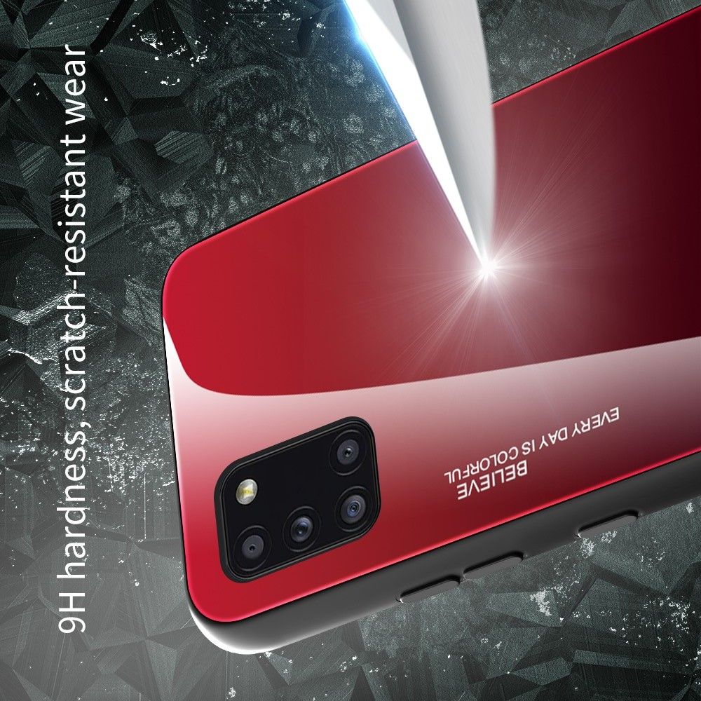 Силиконовый Стеклянный Красный / Черный Градиентный Корпус Чехол для Телефона Samsung Galaxy A31