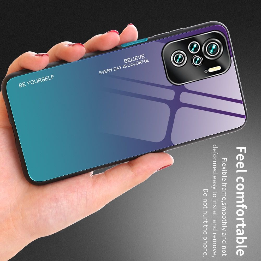 Силиконовый Стеклянный Синий Градиентный Корпус Чехол для Телефона Xiaomi Redmi Note 10