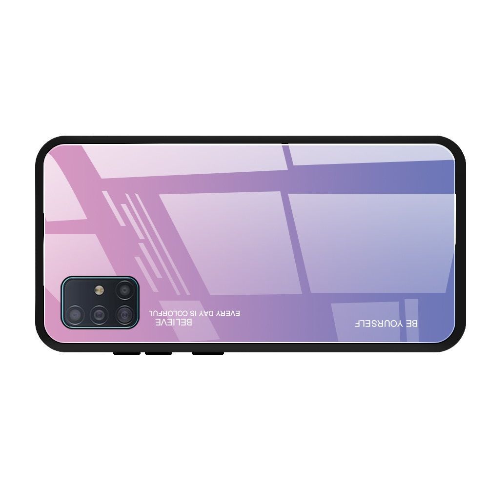 Силиконовый Стеклянный Светло Розовый Градиентный Корпус Чехол для Телефона Samsung Galaxy A51