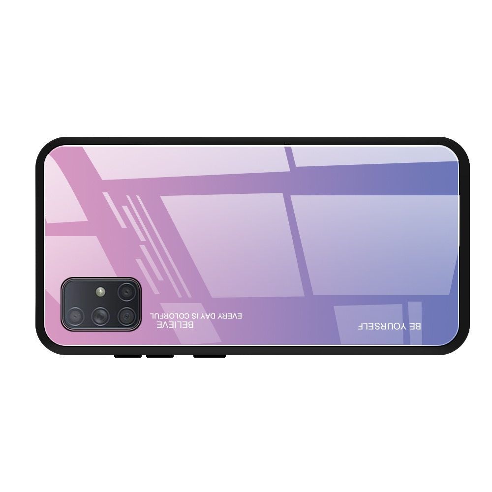Силиконовый Стеклянный Светло Розовый Градиентный Корпус Чехол для Телефона Samsung Galaxy A71