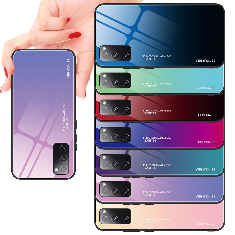 Силиконовый Стеклянный Светло Розовый Градиентный Корпус Чехол для Телефона Samsung Galaxy S20 FE / S20 FE