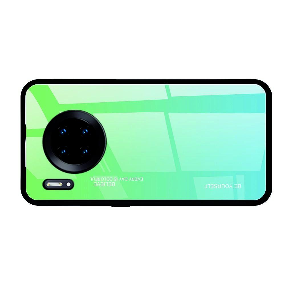 Силиконовый Стеклянный Зеленый Градиентный Корпус Чехол для Телефона Huawei Mate 30 Pro