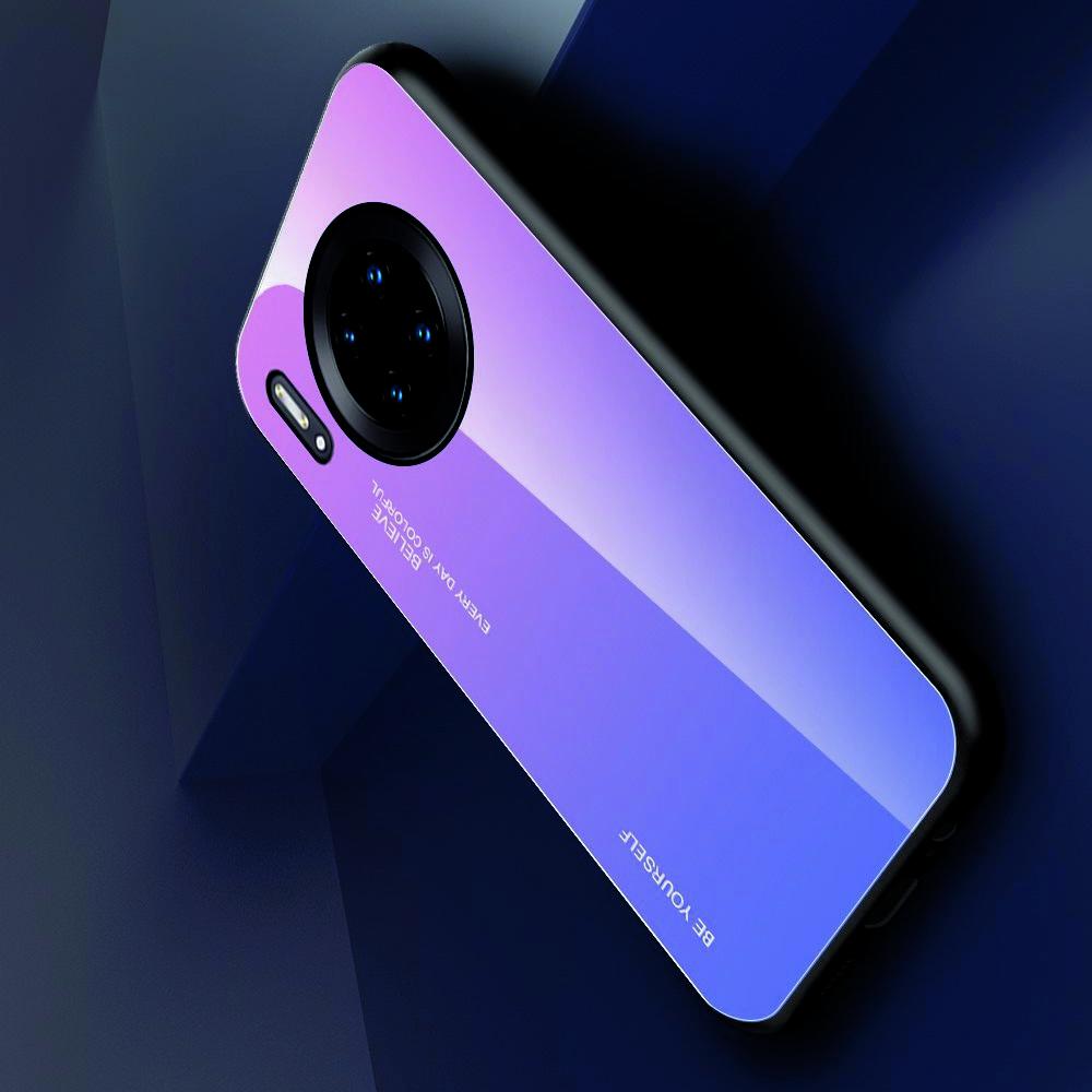 Силиконовый Стеклянный Фиолетовый Градиентный Корпус Чехол для Телефона Huawei Mate 30 Pro