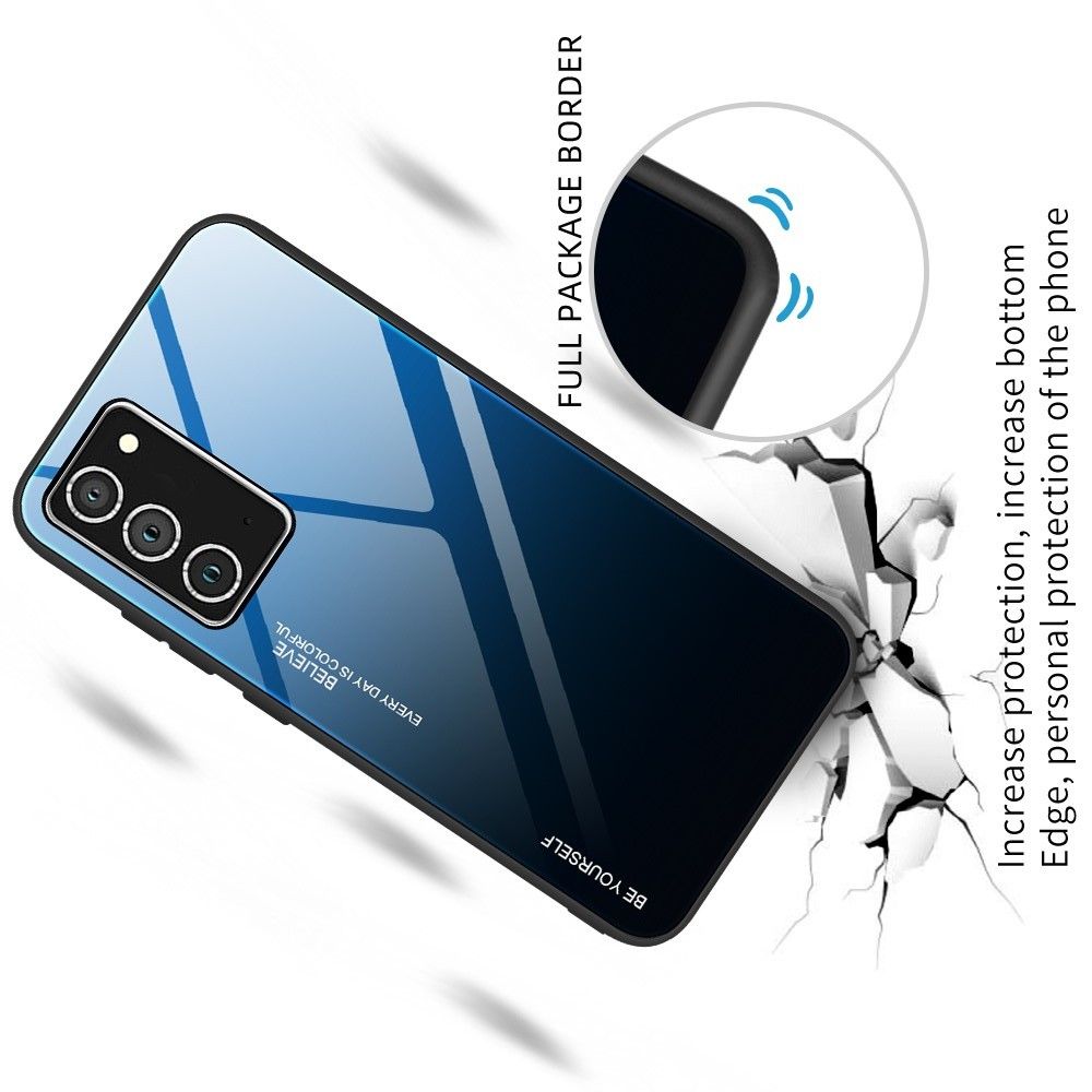 Силиконовый Стеклянный Синий / Черный Градиентный Корпус Чехол для Телефона Samsung Galaxy A52
