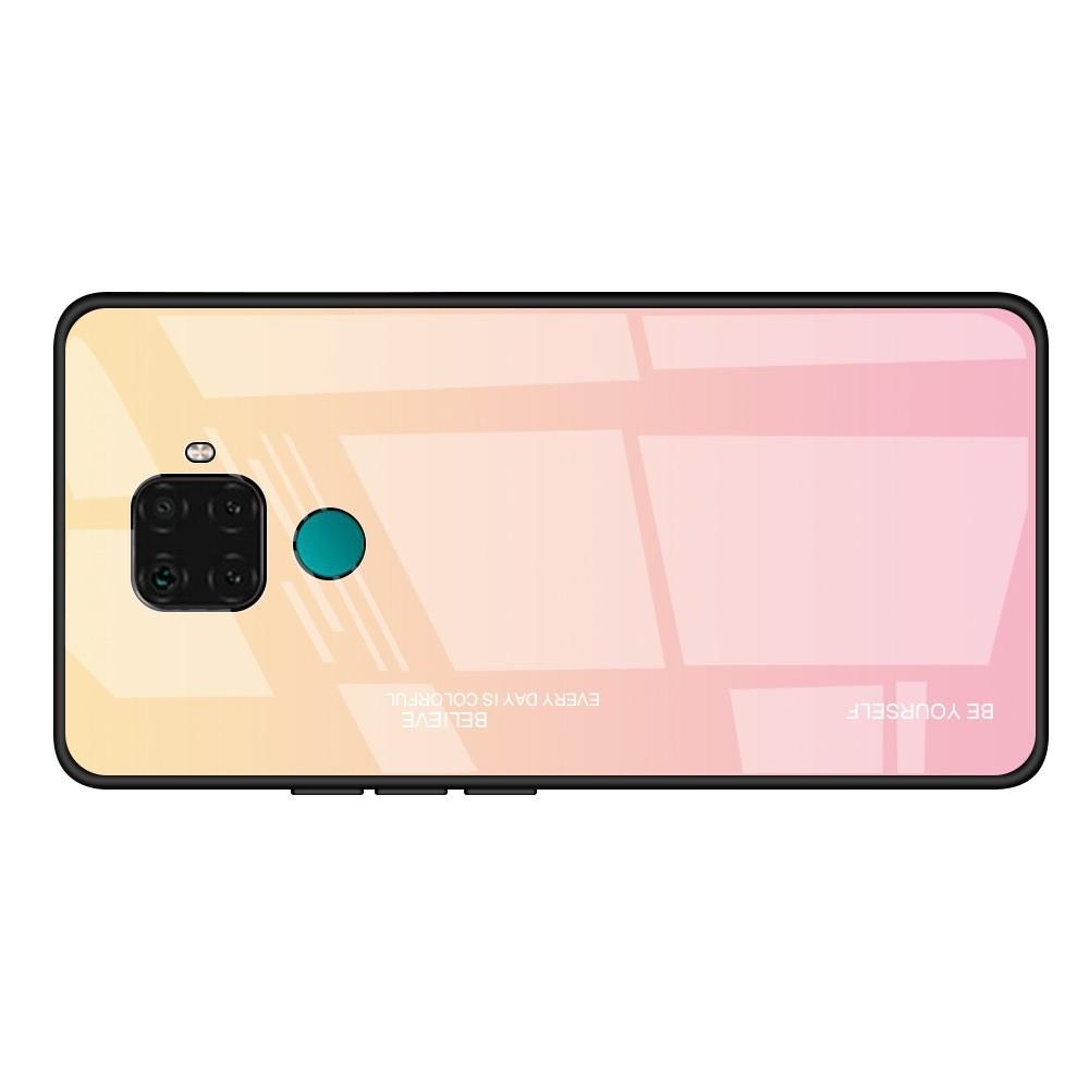 Силиконовый Стеклянный Золотой / Розовый Градиентный Корпус Чехол для Телефона Huawei Mate 30 Lite