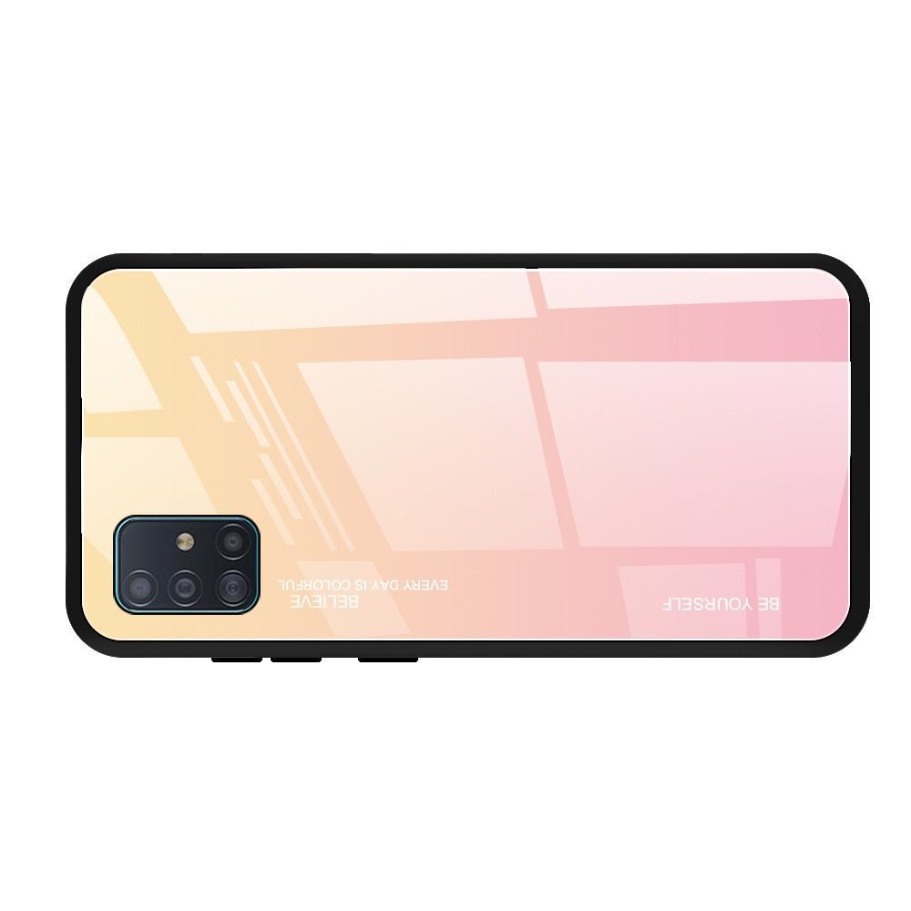 Силиконовый Стеклянный Золотой / Розовый Градиентный Корпус Чехол для Телефона Samsung Galaxy A51