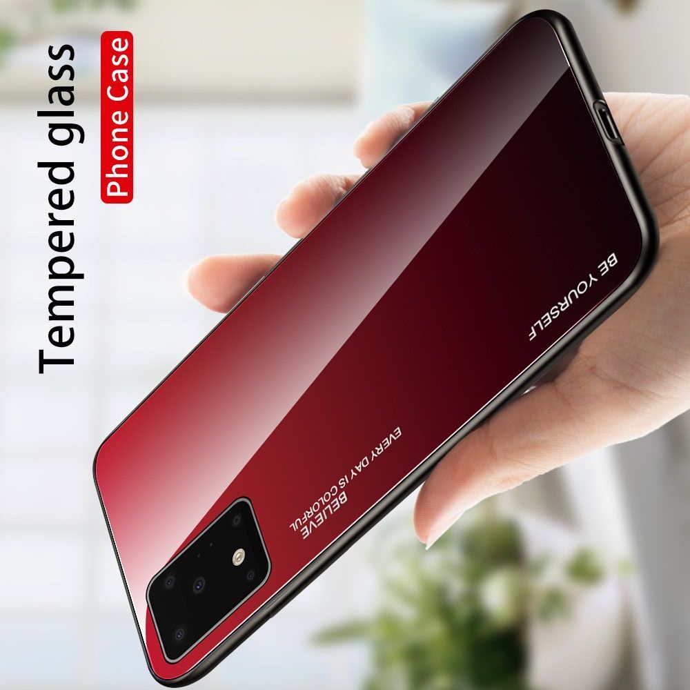 Силиконовый Стеклянный Черный Градиентный Корпус Чехол для Телефона Samsung Galaxy S20 Plus