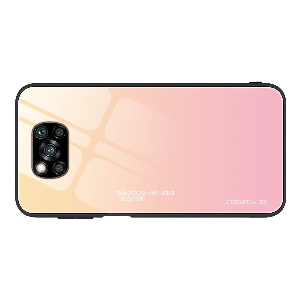 Силиконовый Стеклянный Золотой / Розовый Градиентный Корпус Чехол для Телефона Xiaomi Poco X3 NFC / X3 NFC