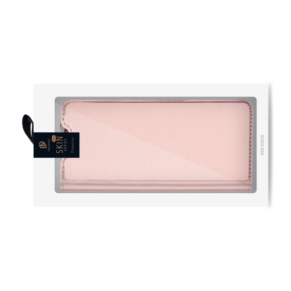 Тонкий Флип Чехол Книжка Dux Ducis с Скрытым Магнитом и Отделением для Карты для Xiaomi Mi 9T Розовое Золото