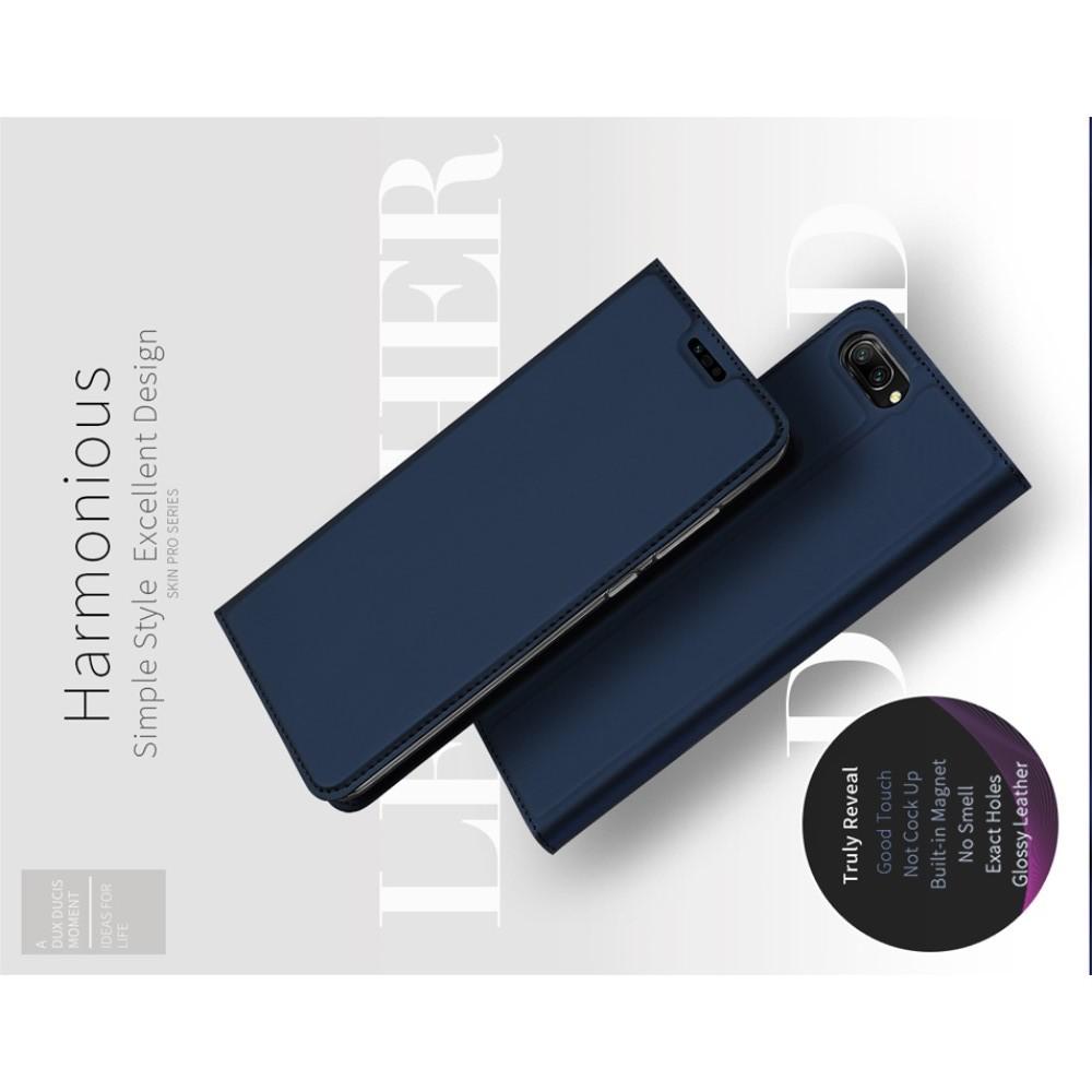 Тонкий Флип Чехол Книжка с Скрытым Магнитом и Отделением для Карты для Huawei Honor 10 Синий