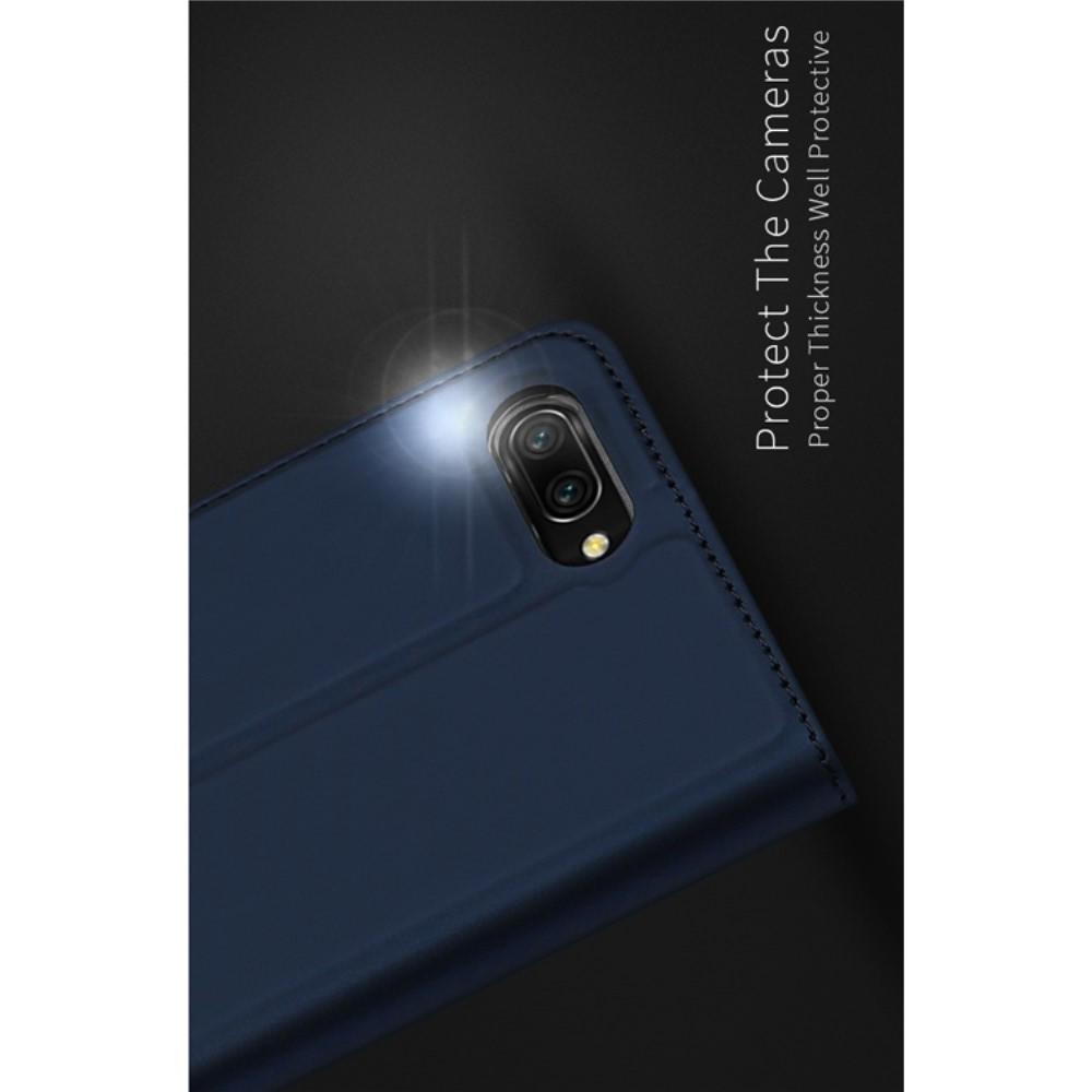 Тонкий Флип Чехол Книжка с Скрытым Магнитом и Отделением для Карты для Huawei Honor 10 Синий