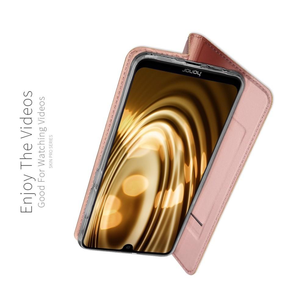 Тонкий Флип Чехол Книжка с Скрытым Магнитом и Отделением для Карты для Huawei Honor 8X Розовое Золото