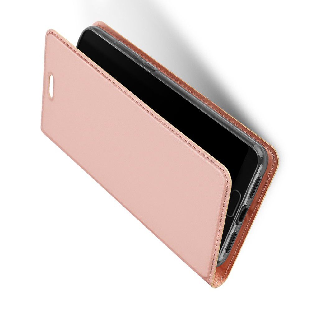 Тонкий Флип Чехол Книжка с Скрытым Магнитом и Отделением для Карты для Huawei P20 Pro Розовое Золото