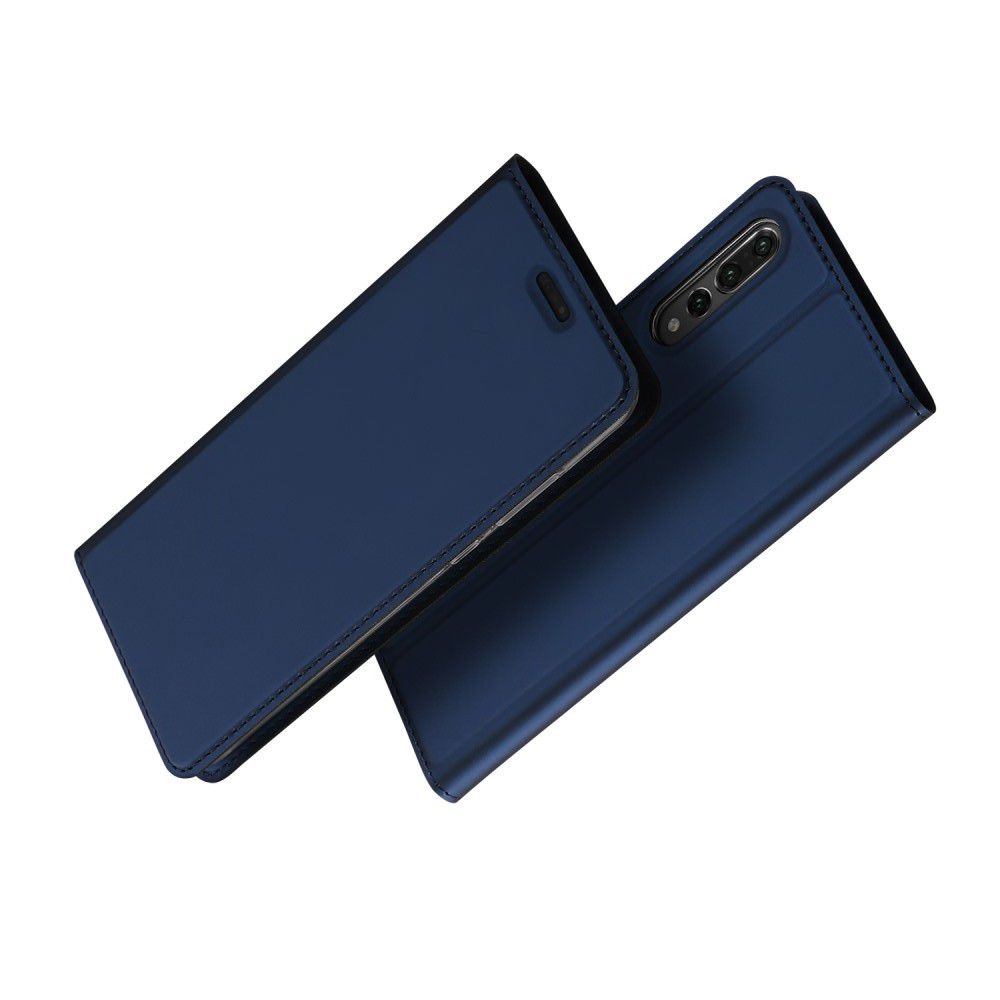Тонкий Флип Чехол Книжка с Скрытым Магнитом и Отделением для Карты для Huawei P20 Pro Синий