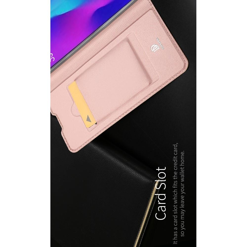 Тонкий Флип Чехол Книжка с Скрытым Магнитом и Отделением для Карты для Huawei P30 Розовое Золото