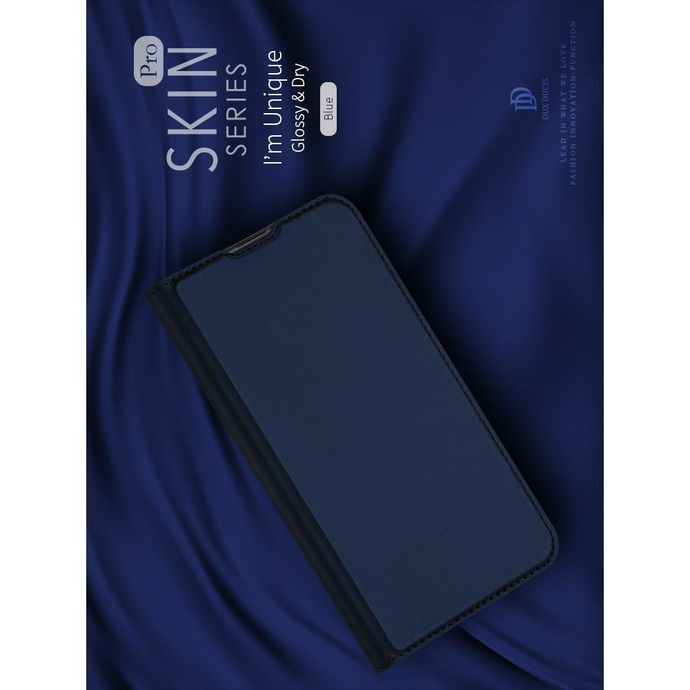 Тонкий Флип Чехол Книжка с Скрытым Магнитом и Отделением для Карты для Huawei P30 Синий