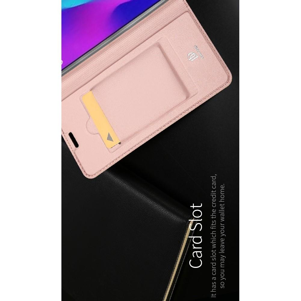 Тонкий Флип Чехол Книжка с Скрытым Магнитом и Отделением для Карты для Huawei P30 Pro Розовое Золото