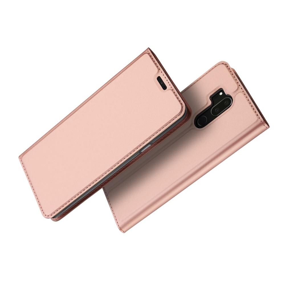 Тонкий Флип Чехол Книжка с Скрытым Магнитом и Отделением для Карты для LG G7 ThinQ Розовое Золото