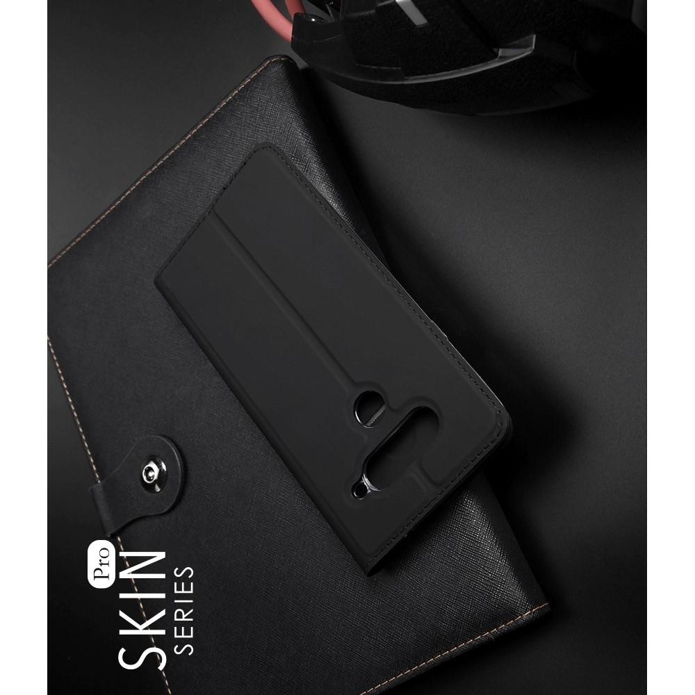 Тонкий Флип Чехол Книжка с Скрытым Магнитом и Отделением для Карты для LG V40 ThinQ Черный