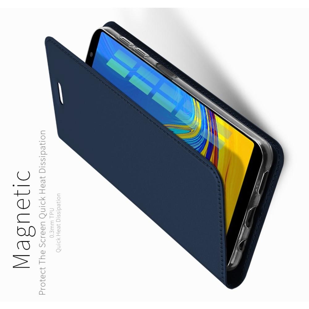 Тонкий Флип Чехол Книжка с Скрытым Магнитом и Отделением для Карты для Samsung Galaxy A7 2018 SM-A750 Синий