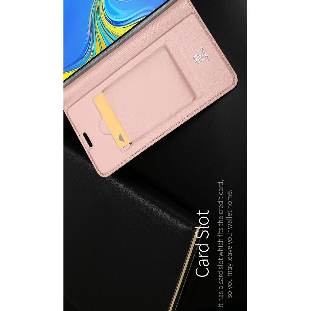 Тонкий Флип Чехол Книжка с Скрытым Магнитом и Отделением для Карты для Samsung Galaxy A7 2018 SM-A750 Розовое Золото