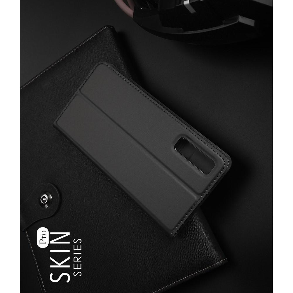 Тонкий Флип Чехол Книжка с Скрытым Магнитом и Отделением для Карты для Samsung Galaxy A7 2018 SM-A750 Черный