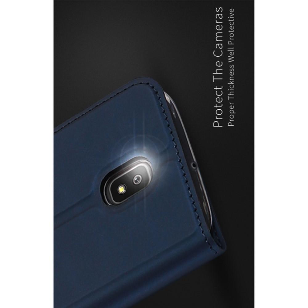 Тонкий Флип Чехол Книжка с Скрытым Магнитом и Отделением для Карты для Samsung Galaxy J3 2018 Синий
