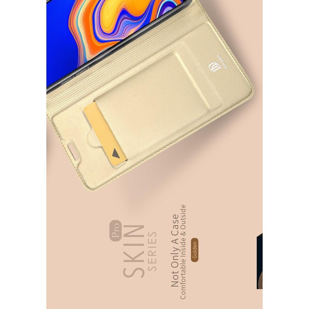 Тонкий Флип Чехол Книжка с Скрытым Магнитом и Отделением для Карты для Samsung Galaxy J4 Plus SM-J415 Золотой