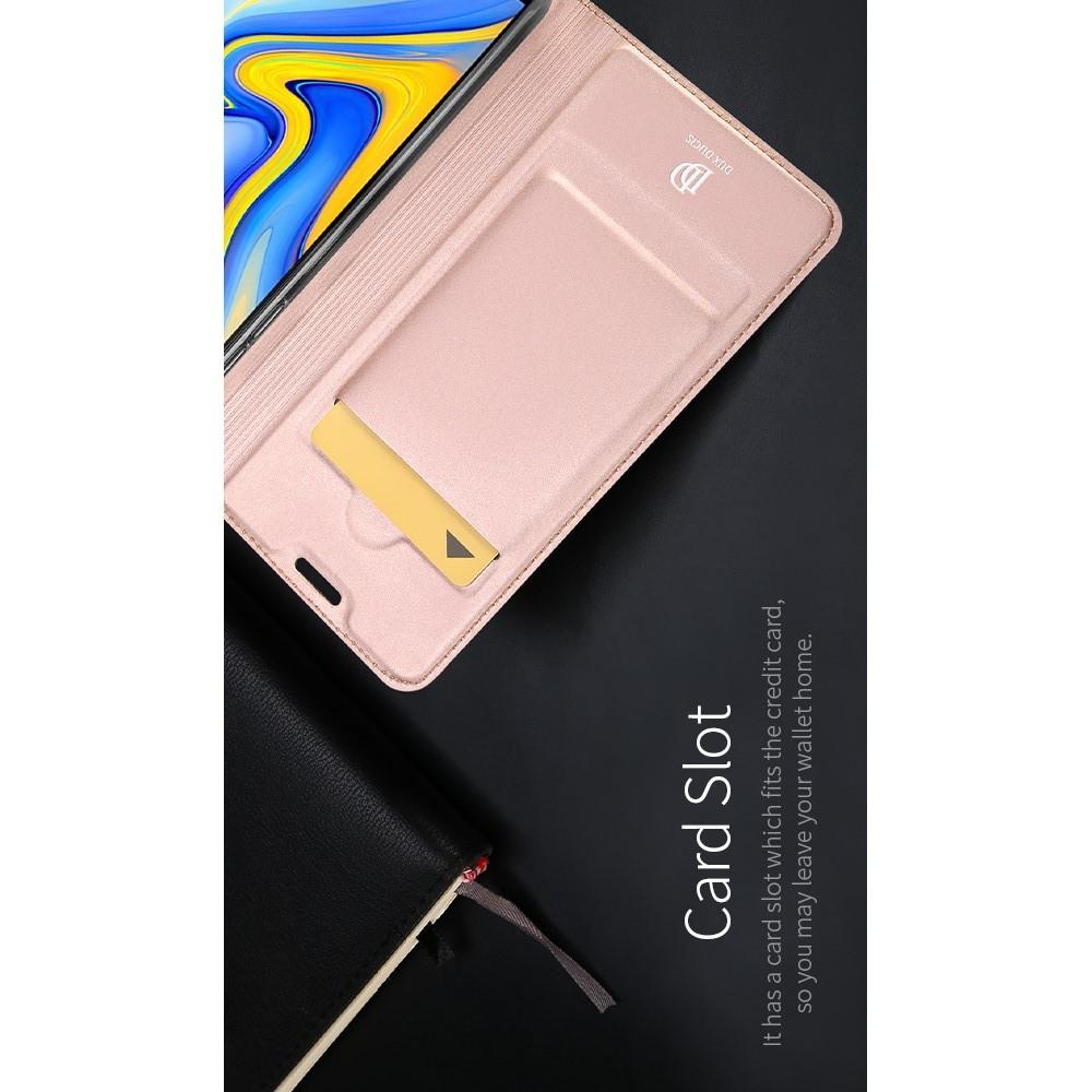 Тонкий Флип Чехол Книжка с Скрытым Магнитом и Отделением для Карты для Samsung Galaxy J6+ 2018 SM-J610F Розовое Золото
