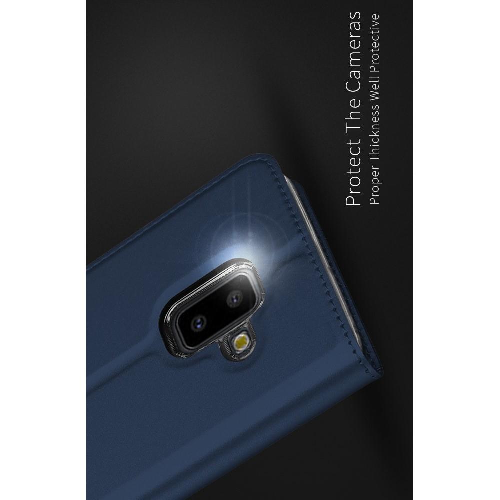 Тонкий Флип Чехол Книжка с Скрытым Магнитом и Отделением для Карты для Samsung Galaxy J6+ 2018 SM-J610F Синий