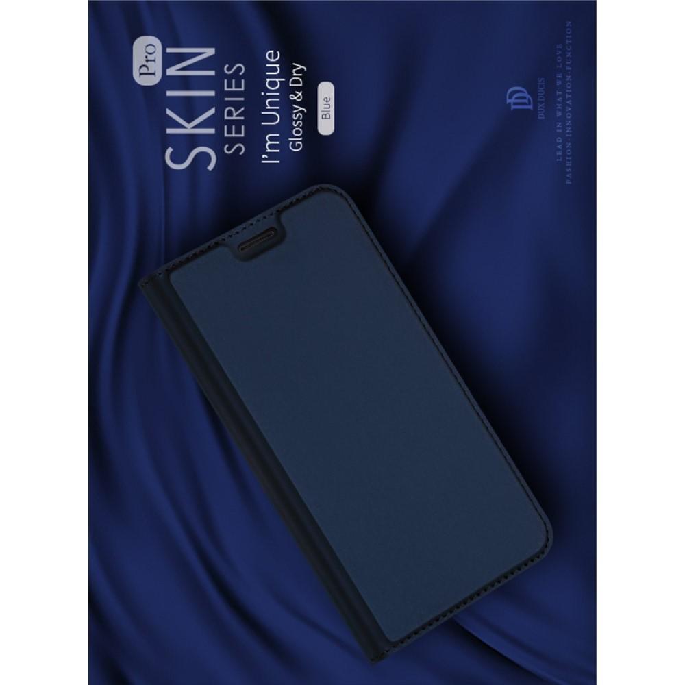 Тонкий Флип Чехол Книжка с Скрытым Магнитом и Отделением для Карты для Samsung Galaxy J7 2018 Синий