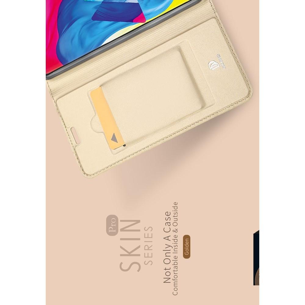 Тонкий Флип Чехол Книжка с Скрытым Магнитом и Отделением для Карты для Samsung Galaxy M10 Золотой