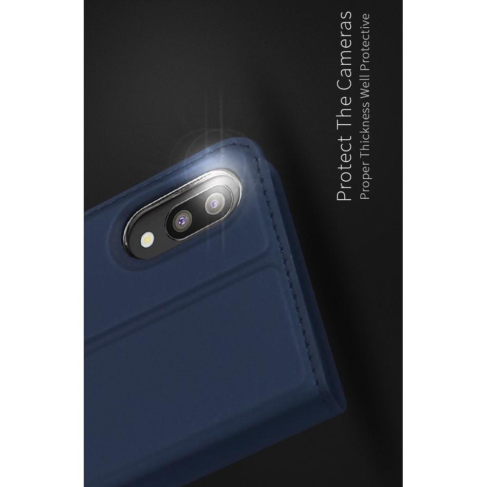 Тонкий Флип Чехол Книжка с Скрытым Магнитом и Отделением для Карты для Samsung Galaxy M10 Синий