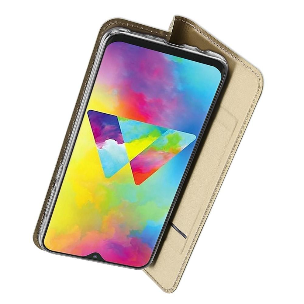 Тонкий Флип Чехол Книжка с Скрытым Магнитом и Отделением для Карты для Samsung Galaxy M20 Золотой