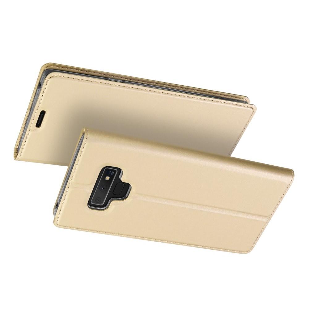 Тонкий Флип Чехол Книжка с Скрытым Магнитом и Отделением для Карты для Samsung Galaxy Note 9 Золотой