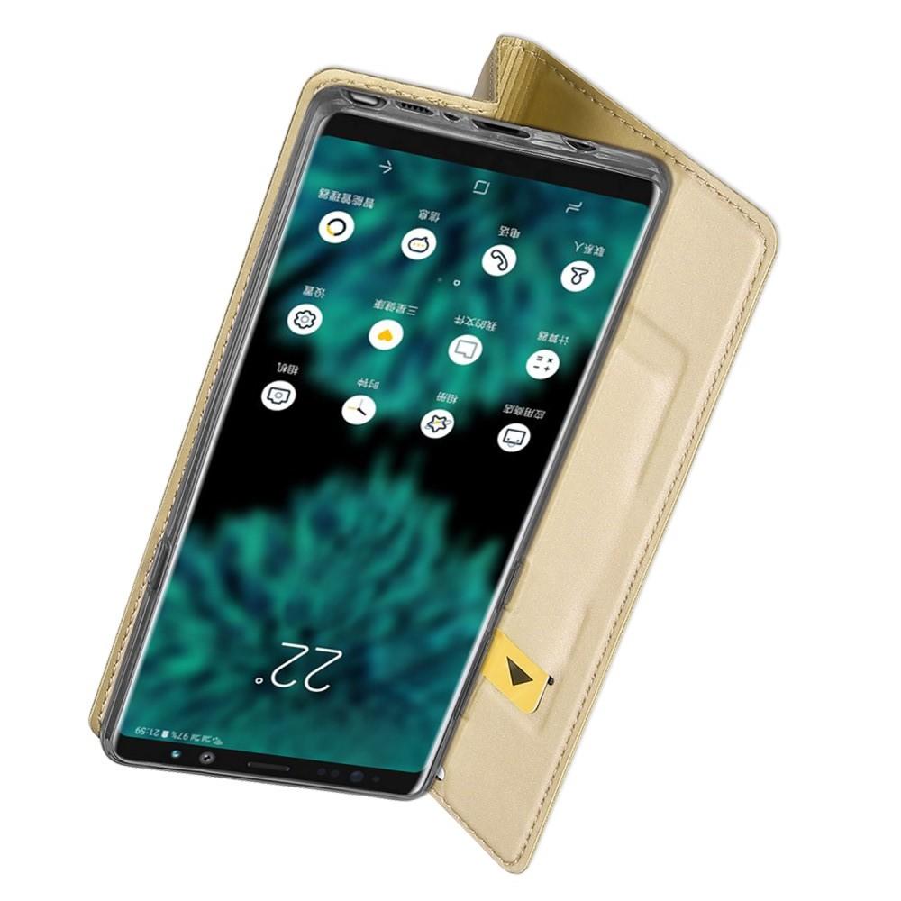 Тонкий Флип Чехол Книжка с Скрытым Магнитом и Отделением для Карты для Samsung Galaxy Note 9 Золотой