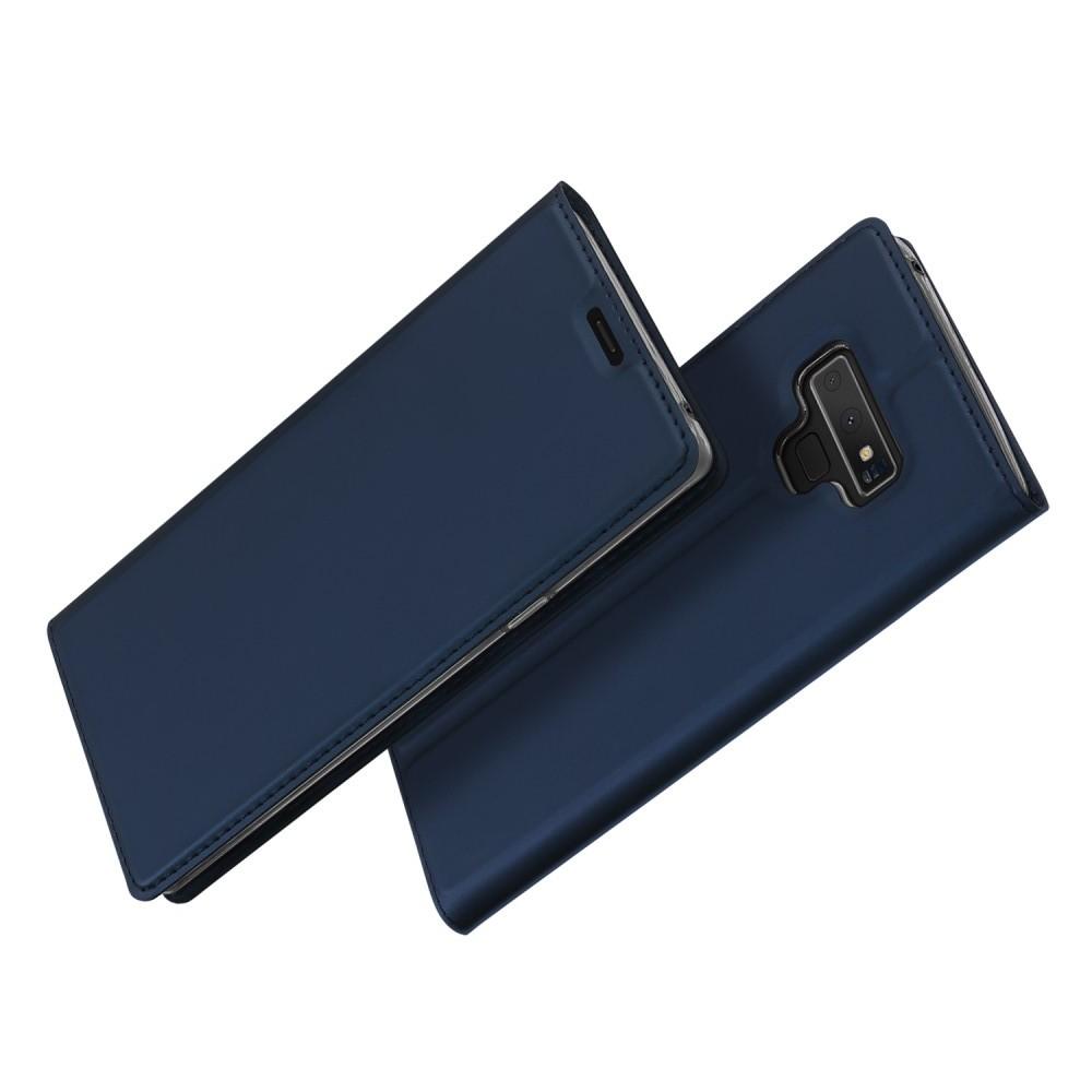 Тонкий Флип Чехол Книжка с Скрытым Магнитом и Отделением для Карты для Samsung Galaxy Note 9 Синий