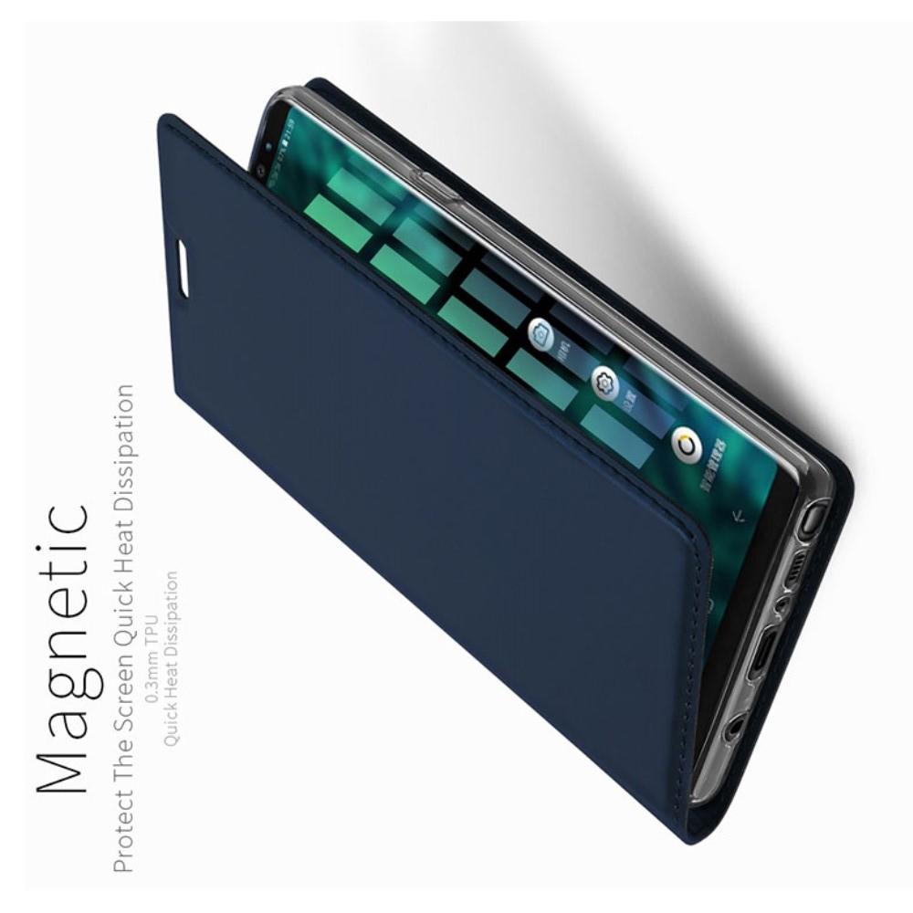 Тонкий Флип Чехол Книжка с Скрытым Магнитом и Отделением для Карты для Samsung Galaxy Note 9 Синий