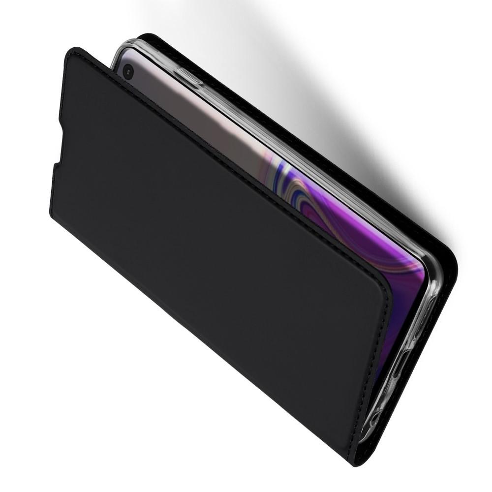 Тонкий Флип Чехол Книжка с Скрытым Магнитом и Отделением для Карты для Samsung Galaxy S10 Черный