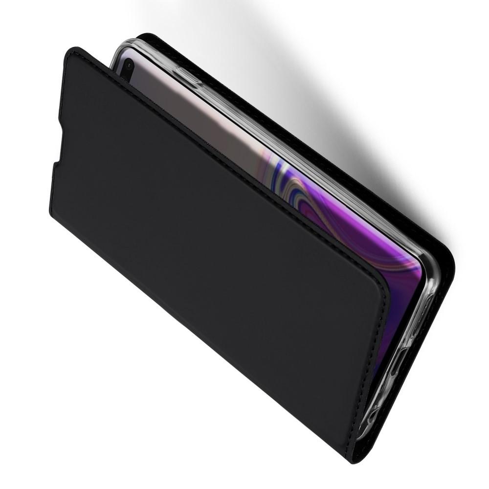 Тонкий Флип Чехол Книжка с Скрытым Магнитом и Отделением для Карты для Samsung Galaxy S10 Plus Черный