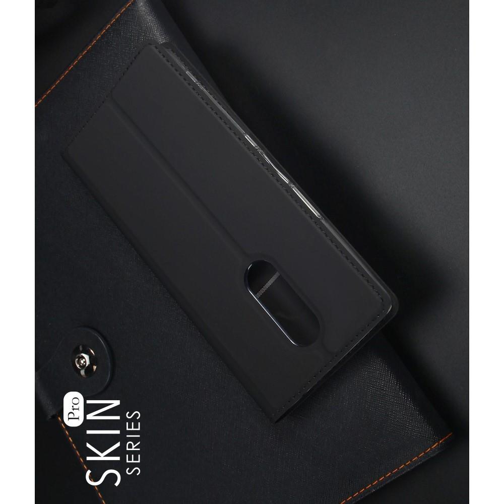 Тонкий Флип Чехол Книжка с Скрытым Магнитом и Отделением для Карты для Sony Xperia 1 Черный