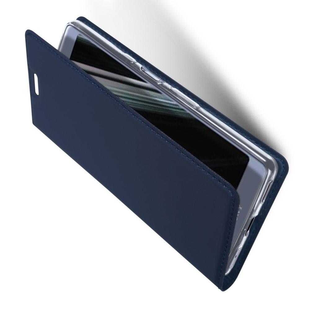 Тонкий Флип Чехол Книжка с Скрытым Магнитом и Отделением для Карты для Sony Xperia L3 Синий
