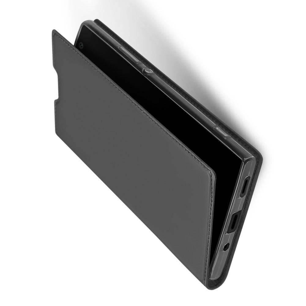 Тонкий Флип Чехол Книжка с Скрытым Магнитом и Отделением для Карты для Sony Xperia XA2 Серый